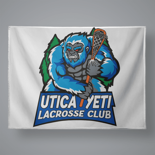 Utica Yeti Lacrosse Club Large Plush Throw Blanket Signature Lacrosse
