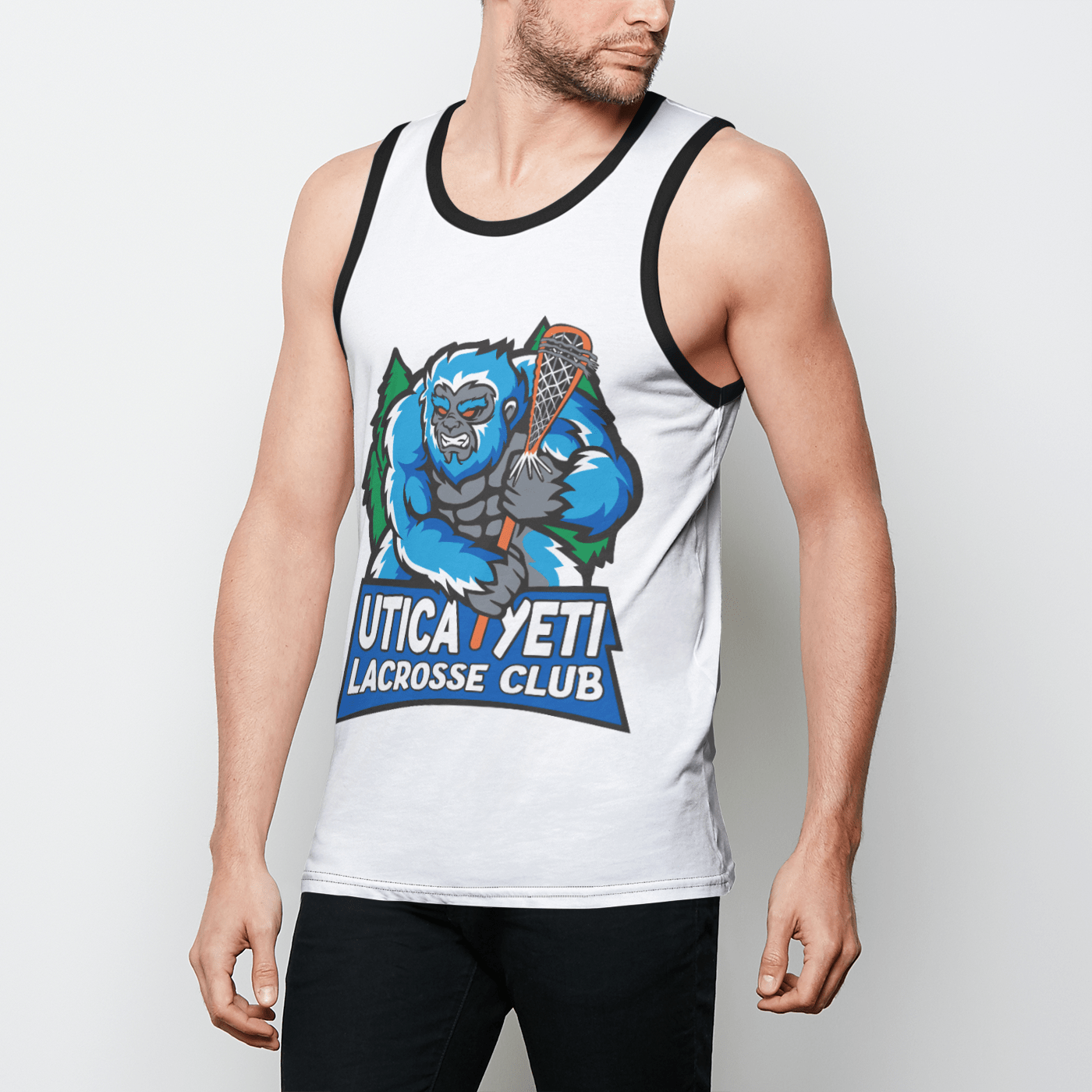 Utica Yeti Lacrosse Club Mens Binded Tank Top Signature Lacrosse
