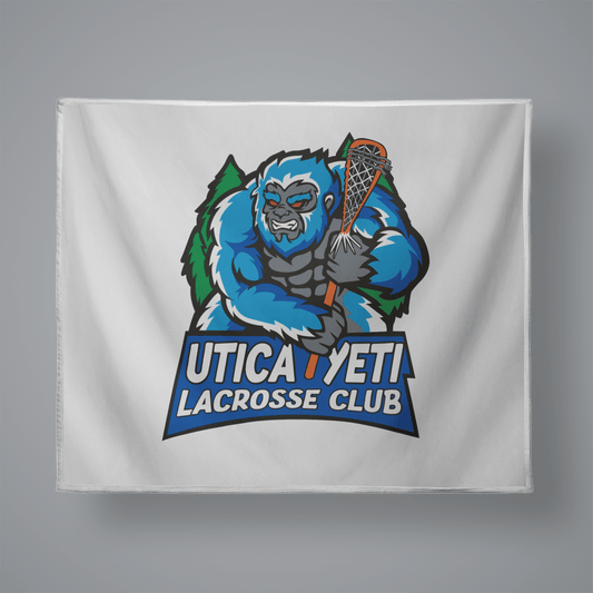 Utica Yeti Lacrosse Club Plush Throw Blanket Signature Lacrosse