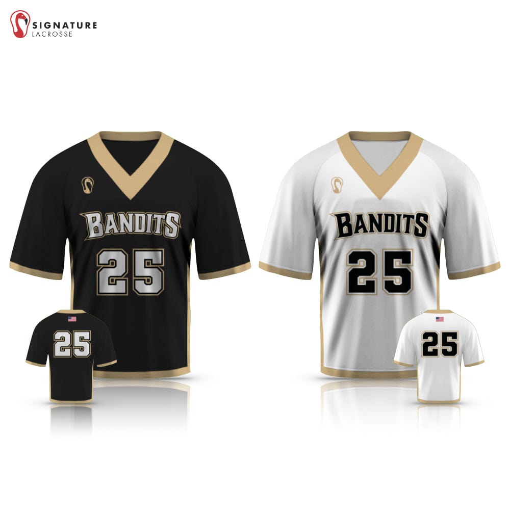 West Billings Bandits Signature Men's Elite Lacrosse 4 Piece Set (2 Short Sleeve HS/NCAA Jersey, shorts, shirt) Signature Lacrosse