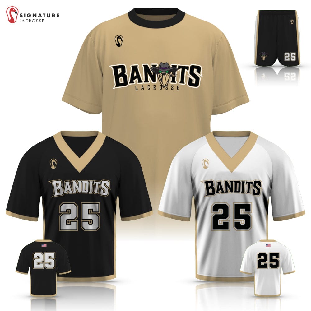 West Billings Bandits Signature Men's Elite Lacrosse 4 Piece Set (2 Short Sleeve HS/NCAA Jersey, shorts, shirt):High School Signature Lacrosse